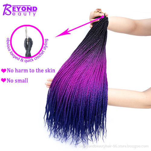 Crotchet Box Braids Hair Extensions Ombre Brown Burgundy Crochet Braids Synthetic Low Temperature Fiber